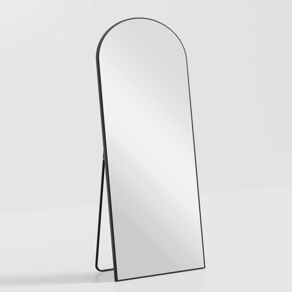 Black 31 in. W x 71 in. H Arch Full-Length Mirror with Stand Bathroom Vanit