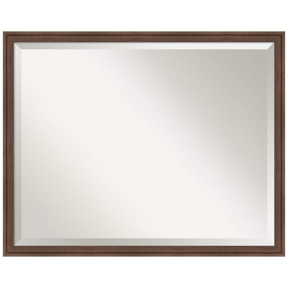 Florence Medium Brown 29.75 in. x 23.75 in. Beveled Casual Rectangle Framed Bathroom Wall Mirror in Brown -  Amanti Art, A38868100351