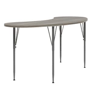 Shadow Elm Gray 72 in. Curved Kids Table, Adjustable Height 21 in. to 30 in. Ready-To-Assemble TM9373R.0W92