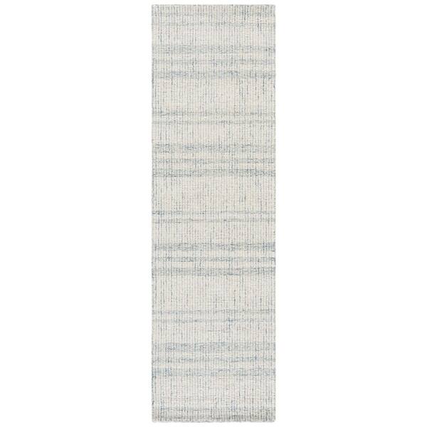 Abstract 2 ft. x 8 ft. Blue/Ivory Plaid Runner Rug