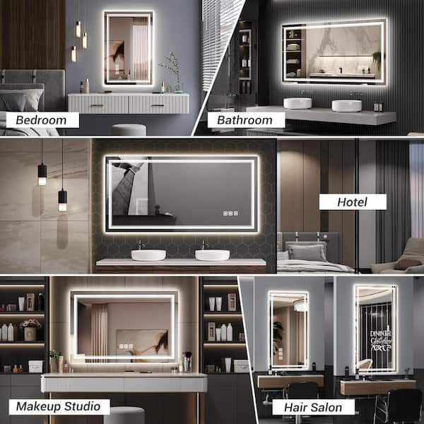 TOOLKISS 36 in. W x 36 in. H Square Frameless Wall Anti-Fog