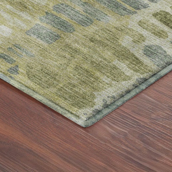 Mayfield Premium Machine Washable Abstract AMF2382 Aloe 5 ft. x 7 ft. 6 in. Area Rug