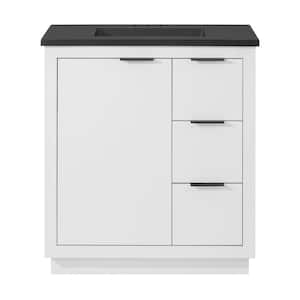 Harlock 31 in. W x 19 in. D x 35 in. H Single Sink Free Standing Bath Vanity in White with Black Cultured Marble Top