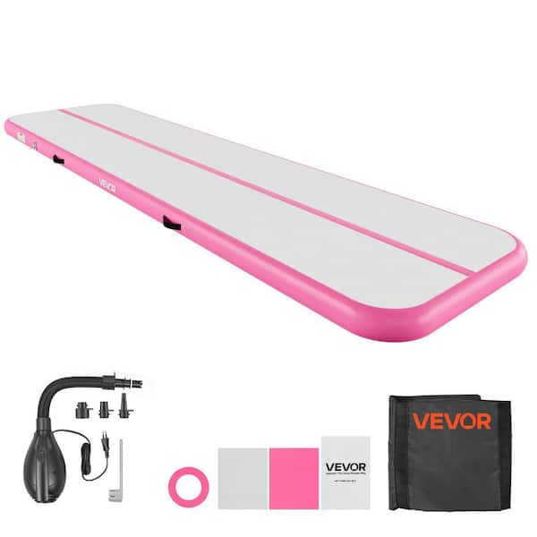 13 ft. Inflatable Gymnastics Air Mat 4 in. Thick 42.9 sq. ft. Tumble Track Exercise Mat for Beach/Gym/Outdoor/Yoga, Pink