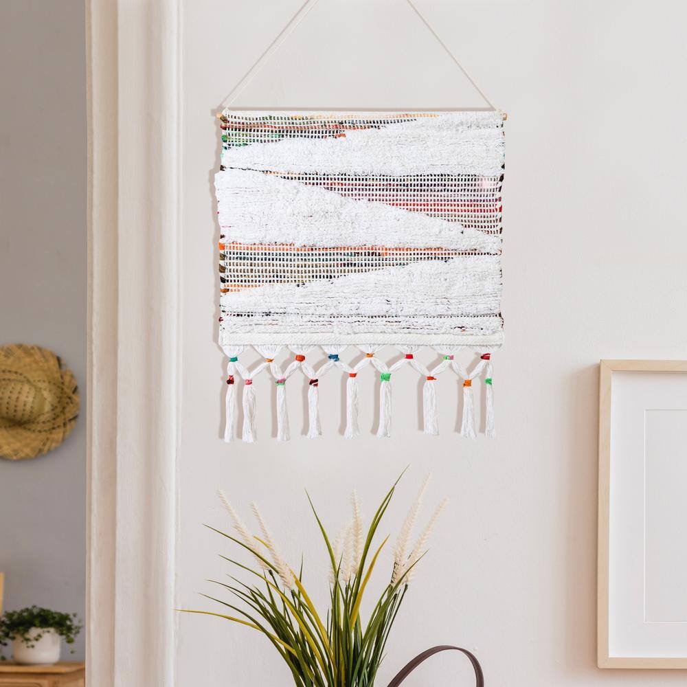 Boho Chindi Multicolor Woven Wall Hanging with Fringe