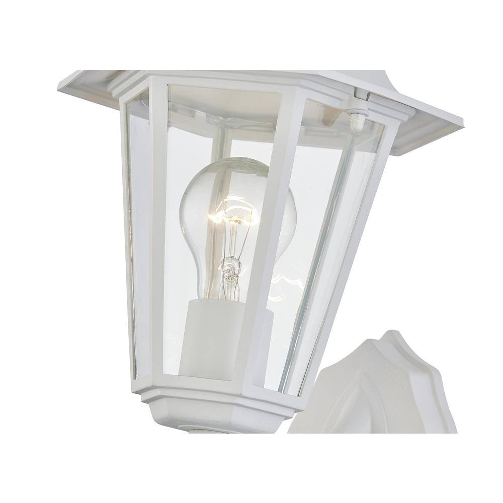 White Aluminum and Glass Outdoor Wall Lantern Set