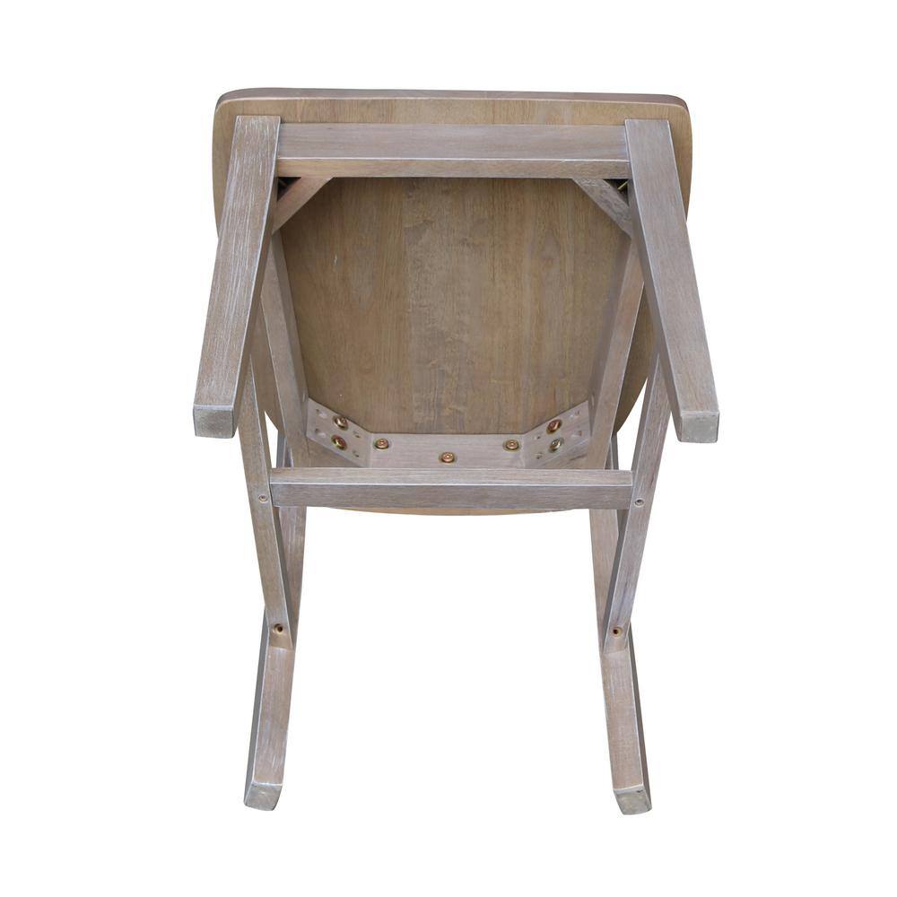 Set of 2 Washed Gray High Back Wood Dining Chairs
