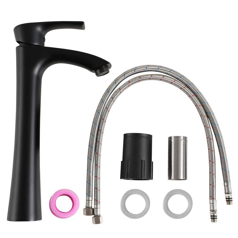 Matte Black Tall Single Handle Bathroom Faucet