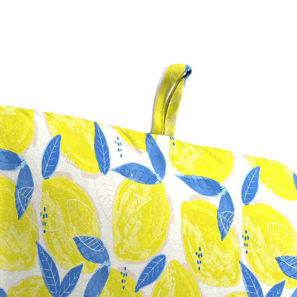 Greek Lemon Yellow and Blue Polyester Outdoor Chair Cushion