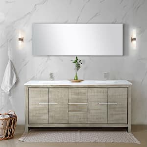 Lafarre 72 in W x 20 in D Rustic Acacia Double Bath Vanity, White Quartz Top and Brushed Nickel Faucet Set