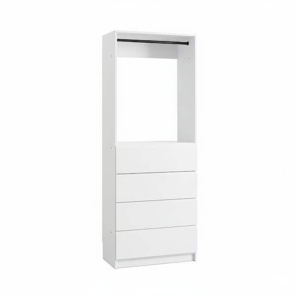 Prosper 32 in. W White Tower Unit 1-Shelf 4-Drawers Wood Closet System