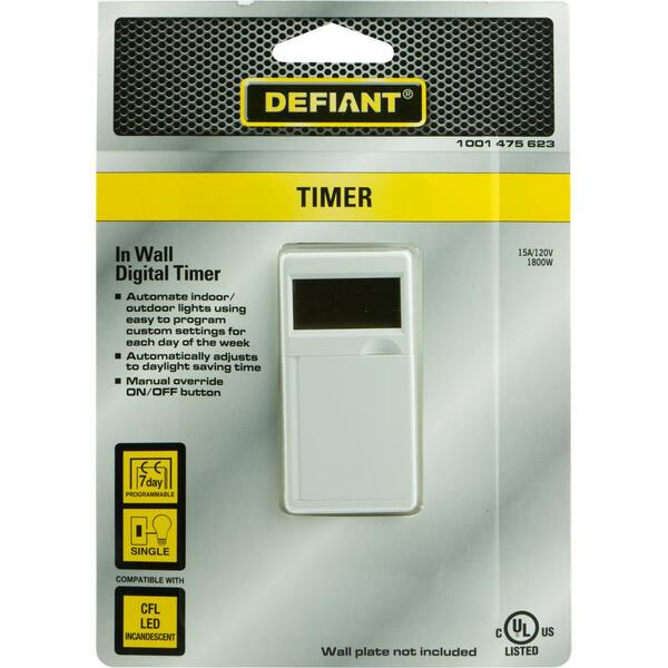 Defiant - 15 Amp 7-Day In-Wall Digital CFL-LED Compatible Timer