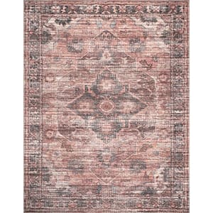 Marci Rust 7 ft. x 9 ft. Machine Washable Vintage Medallion Indoor Area Rug