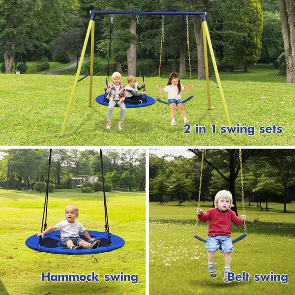 GOGEXX Outdoor Playset for Toddlers to Kids with 2-in-1 Swing and