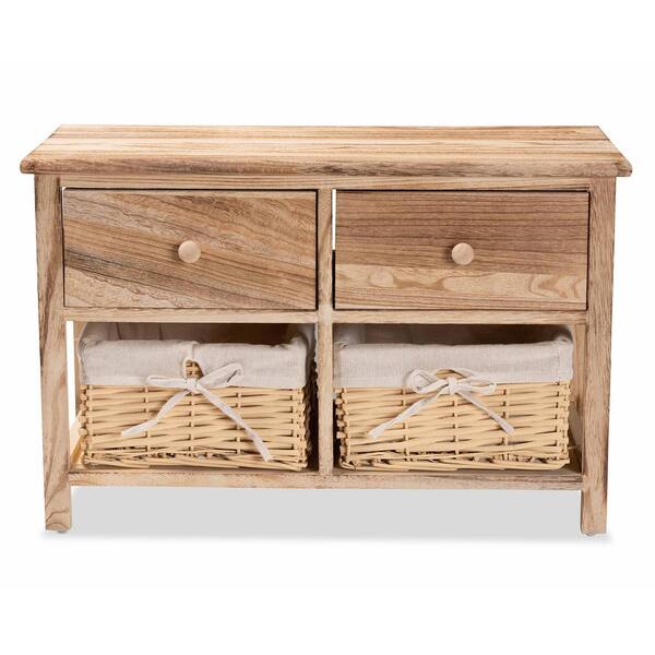 Baxton Studio Kenwood Oak Brown Storage Cabinet with 2-Drawers