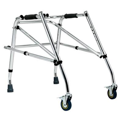 Folding Height Adjustable Walker with 2 Wheels in Silver