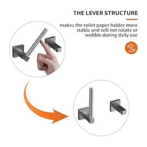 Wall Mounted Toilet Paper Holder Double Post Pivoting Square Tissue Holders Roll Hangers Stand Modern in Brushed Nickel