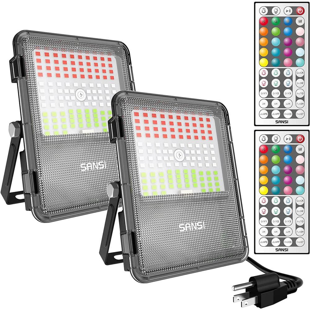 120-Watt Equivalent 13200 Lumen RGBW 120 Degree Black Integrated LED Plug In Panel Flood Light (2-Pack) price history on PriceWatchPro