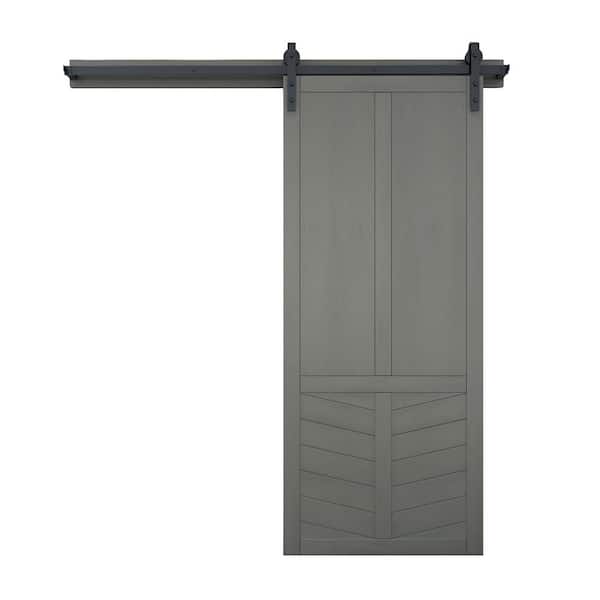 VeryCustom 42 in. x 84 in. The Robinhood Dove Wood Sliding Barn Door with Hardware Kit