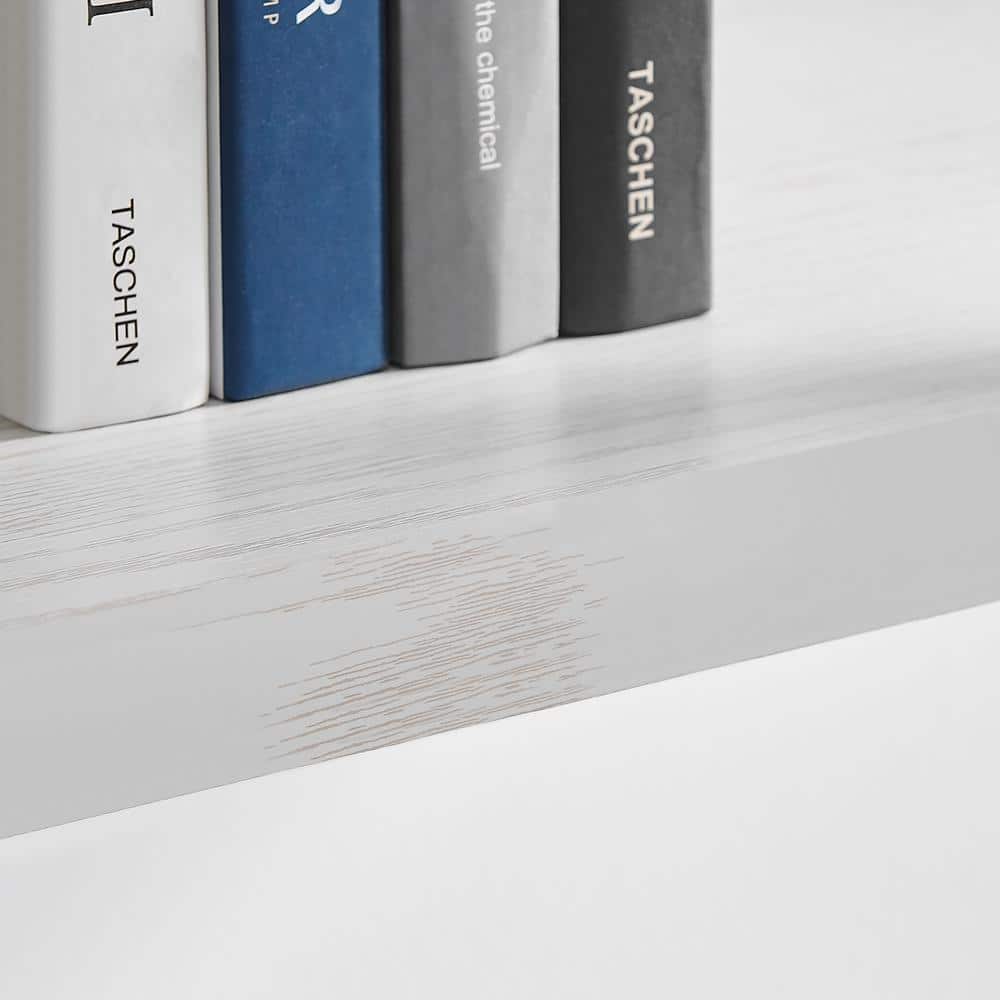 White Birch and Black Iron 2-Tier Floating Wall Shelf