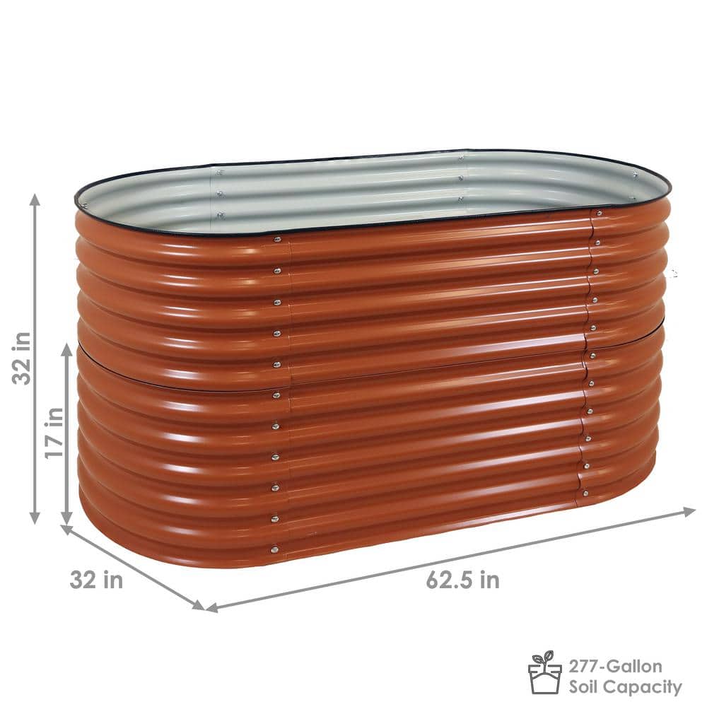 Large Brown Galvalume Steel Raised Garden Bed with Rubber Edge Trim