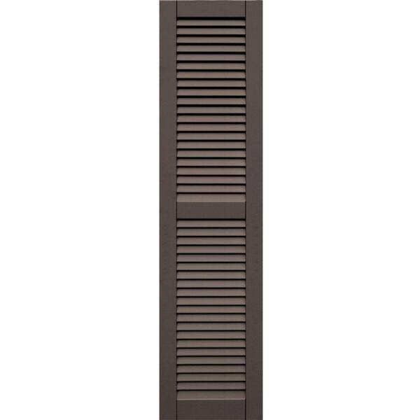 Winworks Wood Composite 15 in. x 61 in. Louvered Shutters Pair #641 Walnut