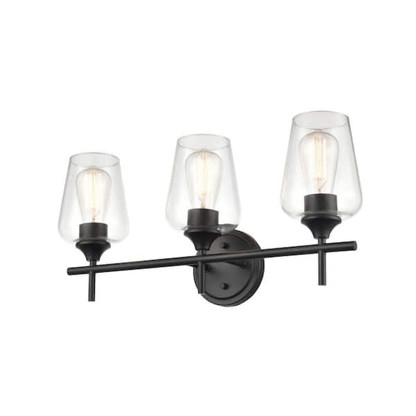 3-Light 22 in. Matte Black Vanity Light