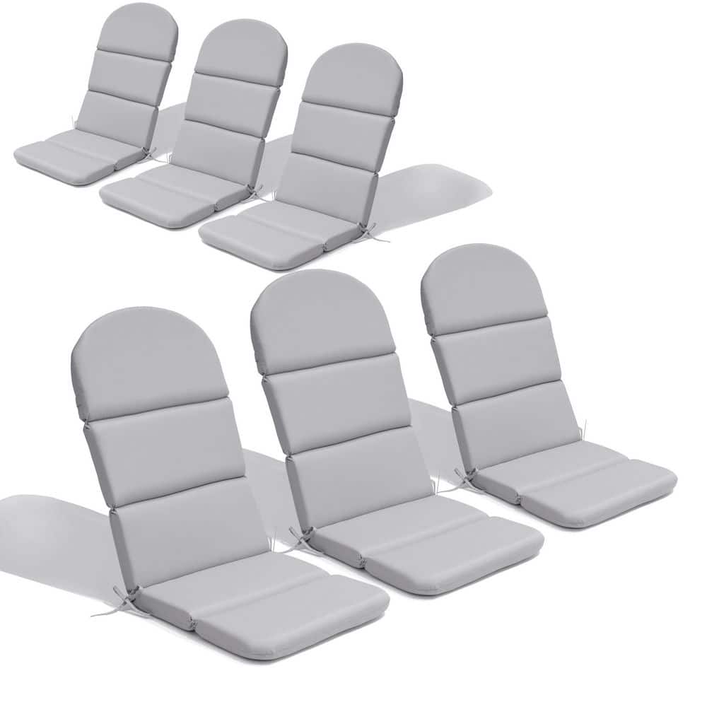 6-Piece Outdoor Adirondack Chair Cushion with 28D Sponge 50 in. x 20 in. Thickened Patio High Back Cushion in Light Gray