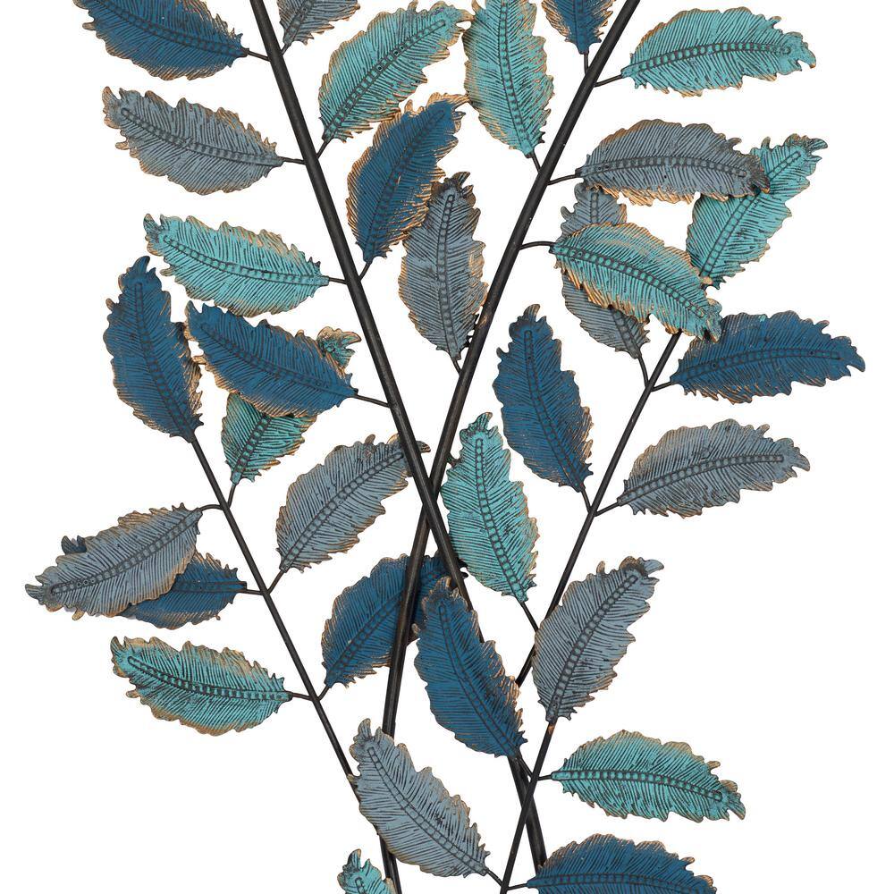 Blue and Gold Metal Leaf Wall Sculpture