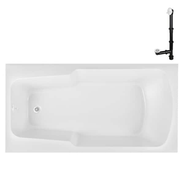 Streamline N-4200-724-WH 66 in. x 34 in. Rectangular Acrylic Soaking Drop-In Bathtub, with Reversible Drain in Glossy White
