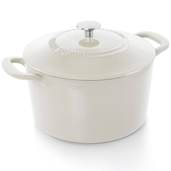 MARTHA STEWART 7 qt. Gatwick Enameled Cast Iron Dutch Oven with Lid in White  1-Set 130628.02R - The Home Depot