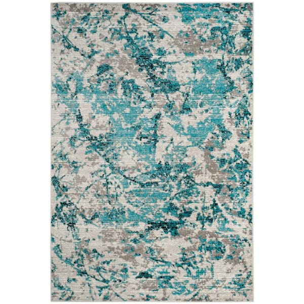 SAFAVIEH Skyler Blue/Ivory Doormat 3 ft. x 5 ft. Abstract Area Rug