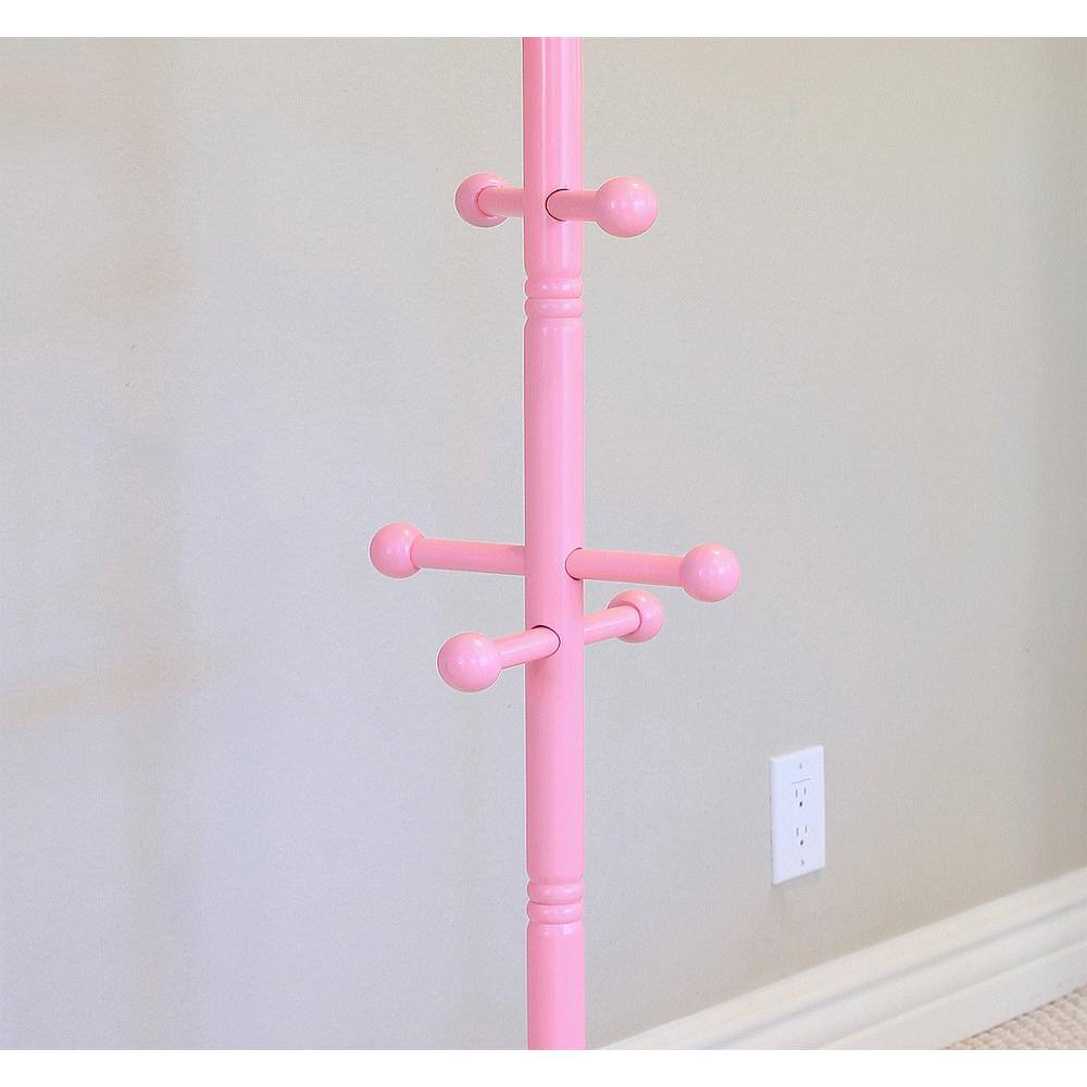 Pink Gloss Finish Child-Friendly Wooden Coat Rack