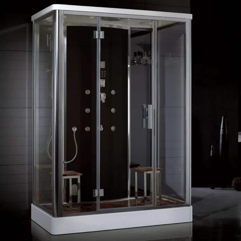 Platinum 59 In. X 39 In. X 87 In. Steam Shower Kit In Black With ...