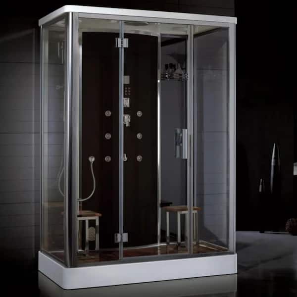 Platinum 59 in. x 39 in. x 87 in. Steam Shower Kit in Black with