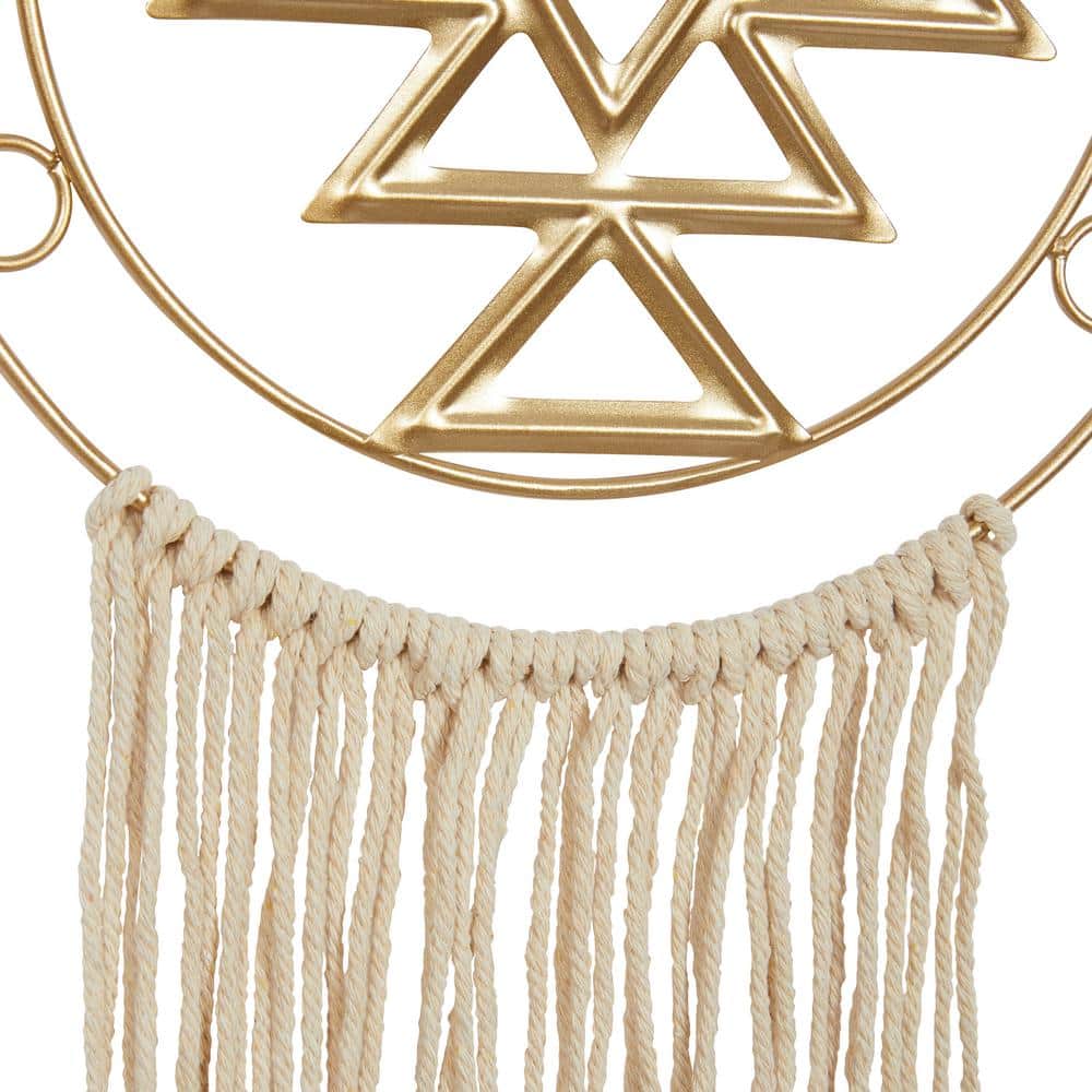 Multi-Colored Metal and Linen Macrame Wall Hanging Set
