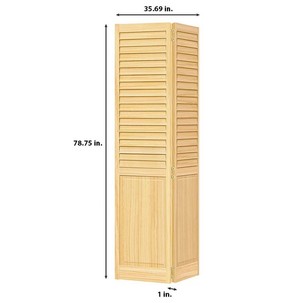 80 in. x 36 in. Plantation Louver-Panel Solid Core White Wood Bi-fold Door with Hardware