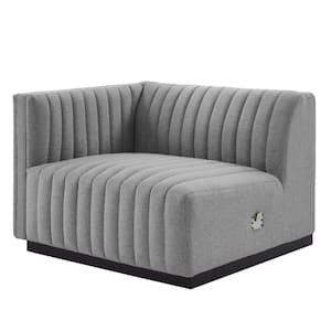 Conjure Light Gray Channel Tufted Upholstered Fabric Left-Arm Chair