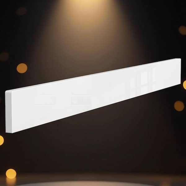 Syba 48 in. L x3. 5 in. H Solid Surface Cultured Marble Bathroom Vanity Top Backsplash for Countertop Glossy Pure White