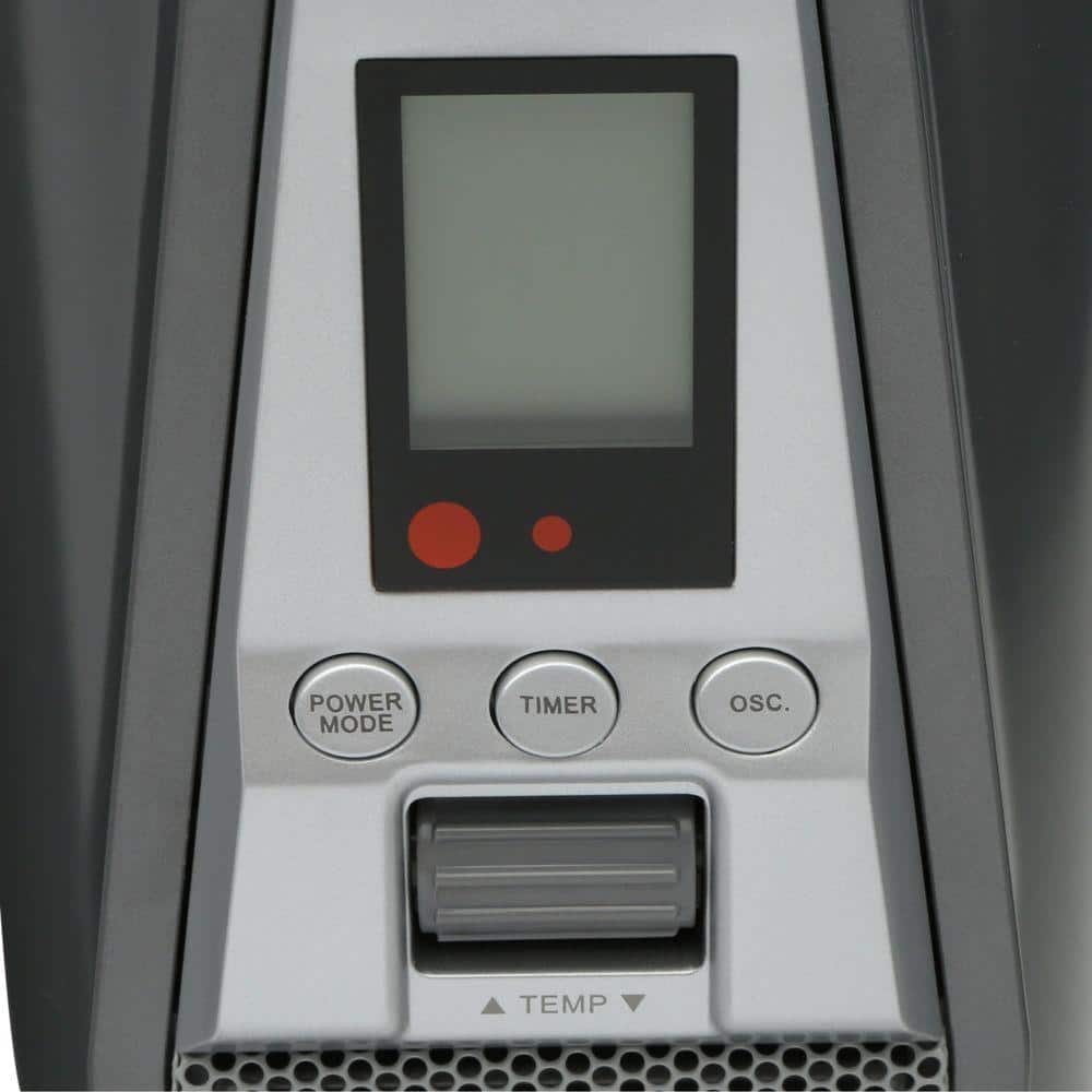 Silver 28.5" Ceramic Tower Heater with Thermostat and Remote
