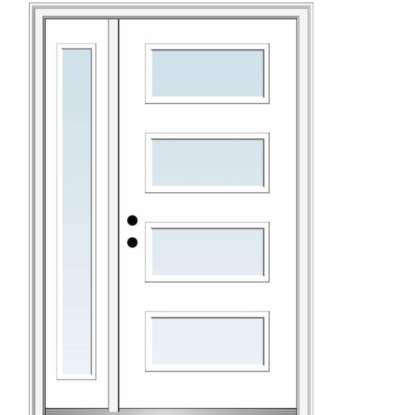 MMI DOOR Celeste 48 in. x 80 in. Right-Hand Inswing 4-Lite Clear Low-E Primed Fiberglass Prehung Front Door on 4-9/16 in. Frame