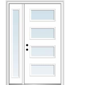Celeste 50 in. x 80 in. Right-Hand Inswing 4-Lite Clear Low-E Primed Fiberglass Prehung Front Door on 6-9/16 in. Frame