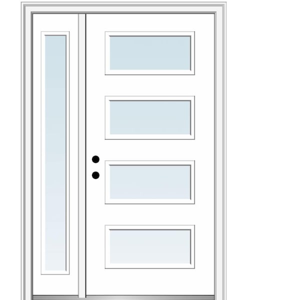 MMI Door Celeste 50 in. x 80 in. Right-Hand Inswing 4-Lite Clear Low-E Primed Fiberglass Prehung Front Door on 6-9/16 in. Frame