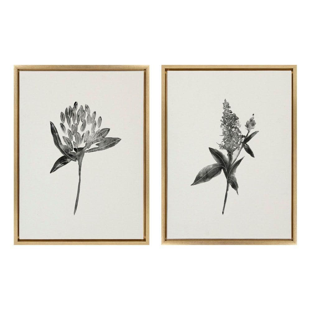 Sylvie Gold Framed Botanical Canvas Art Prints, Set of 2, 18" x 24"