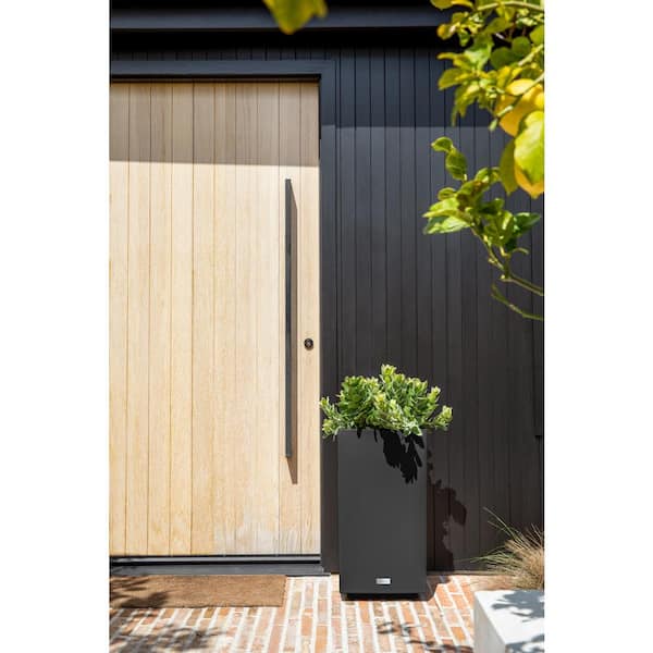 Block Series Pedestal 26 in. Short Black Plastic Planter