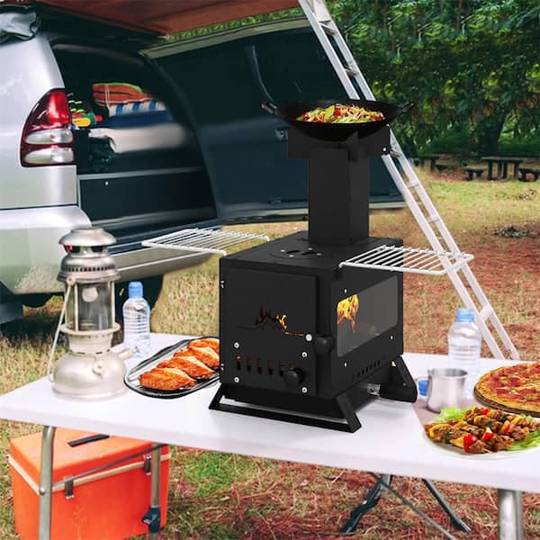 Costway Stainless Steel Camp Wood Burning Stove with Heat