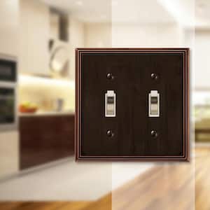Rhodes 2 Gang Toggle Metal Wall Plate - Aged Bronze