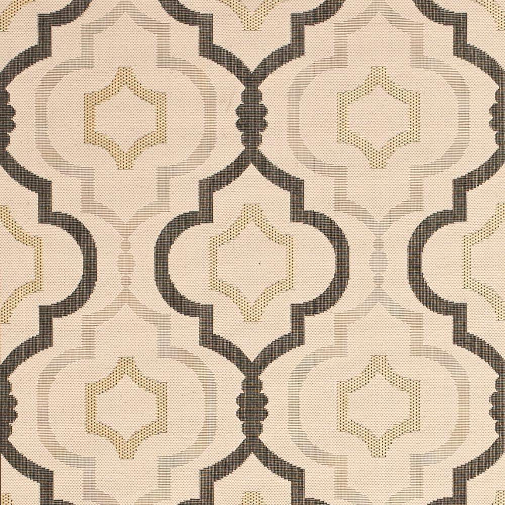 Mediterranean Mosaic 9' x 12' Beige and Black Synthetic Area Rug