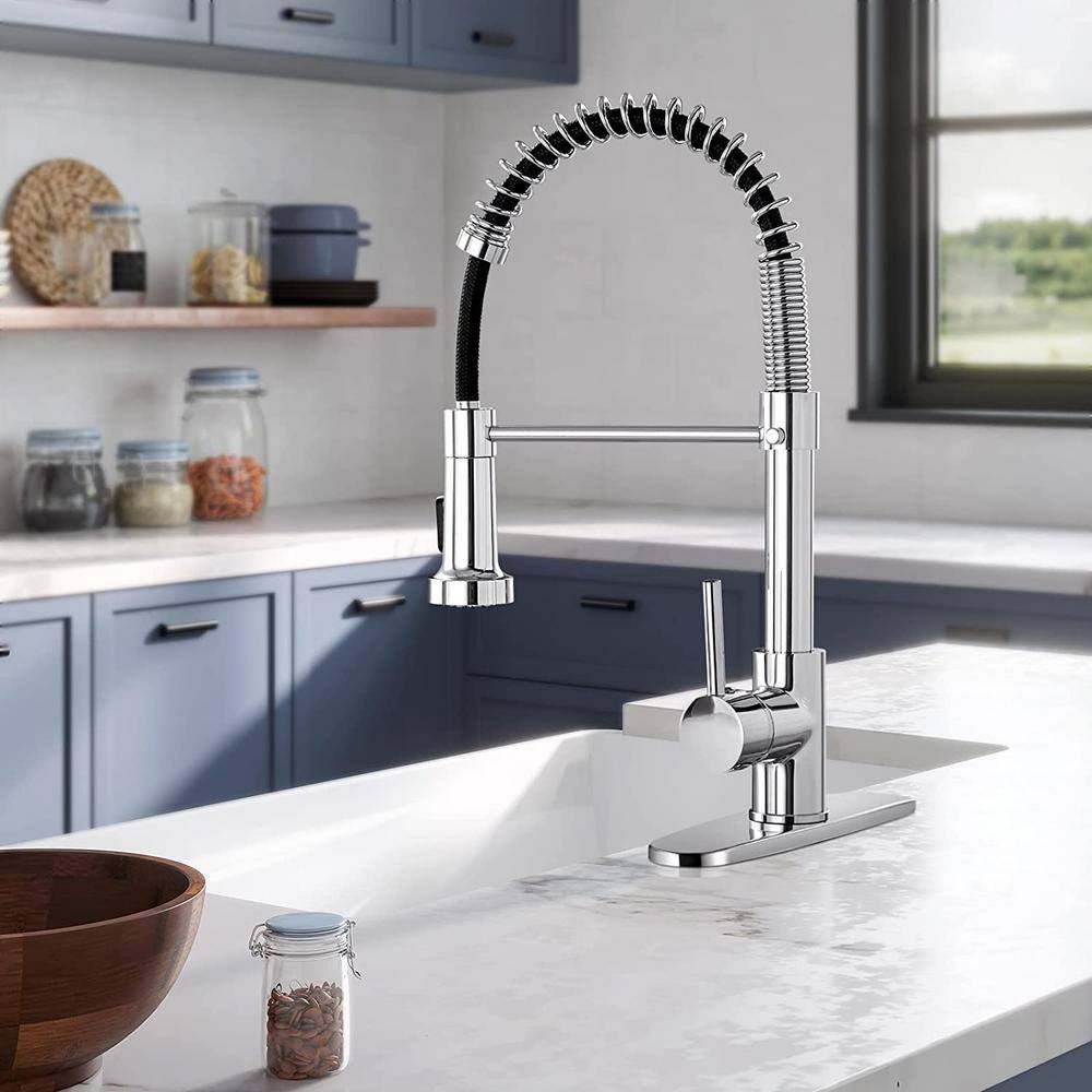 Polished Chrome Stainless Steel Pull Down Kitchen Faucet with Spray