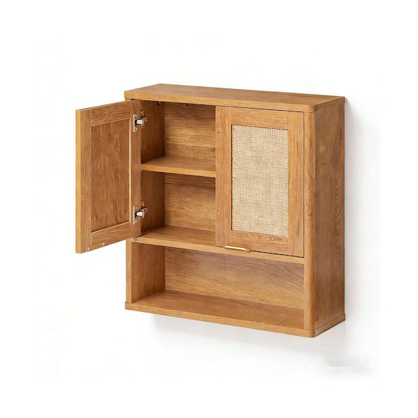 23.5 in. W x 24 in. H Rectangular Tea Brown Recessed or Surface Mount Medicine Cabinet without Mirror Wall Cabinet